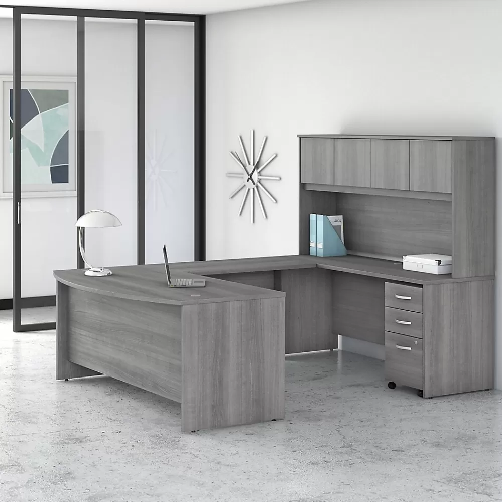 Bush Business Furniture Studio C 72"W U Shaped Desk with Hutch and Mobile File Cabinet, (STC003PGSU) Platinum Gray Fashion