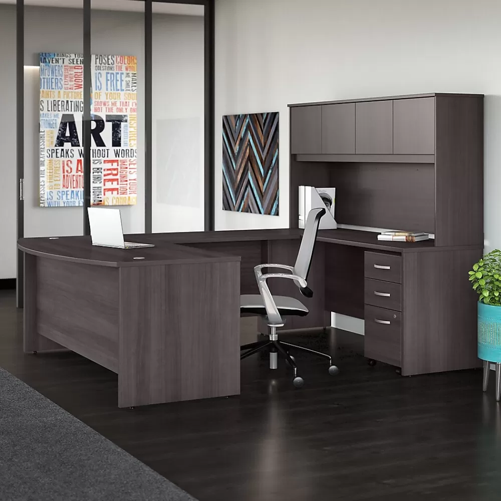 Bush Business Furniture Studio C 72"W U Shaped Desk with Hutch and Mobile File Cabinet, (STC003SG) Storm Gray Store