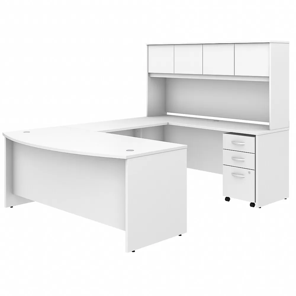 Bush Business Furniture Studio C 72"W U Shaped Desk with Hutch and Mobile File Cabinet, (STC003WH) White Best Sale