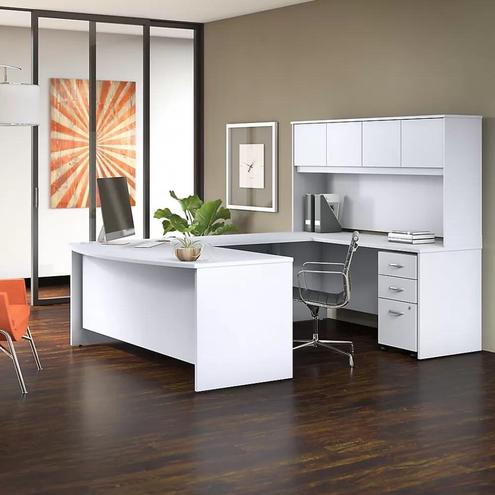 Bush Business Furniture Studio C 72"W U Shaped Desk with Hutch and Mobile File Cabinet, (STC003WH) White Best Sale