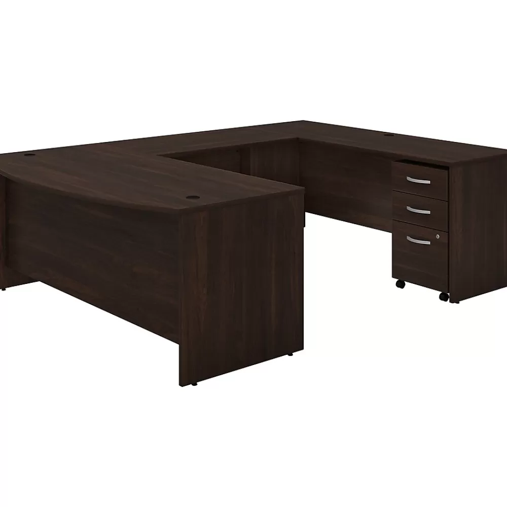 Bush Business Furniture Studio C 72"W U Shaped Desk with Mobile File Cabinet, (STC004BWSU) Black Walnut Best Sale
