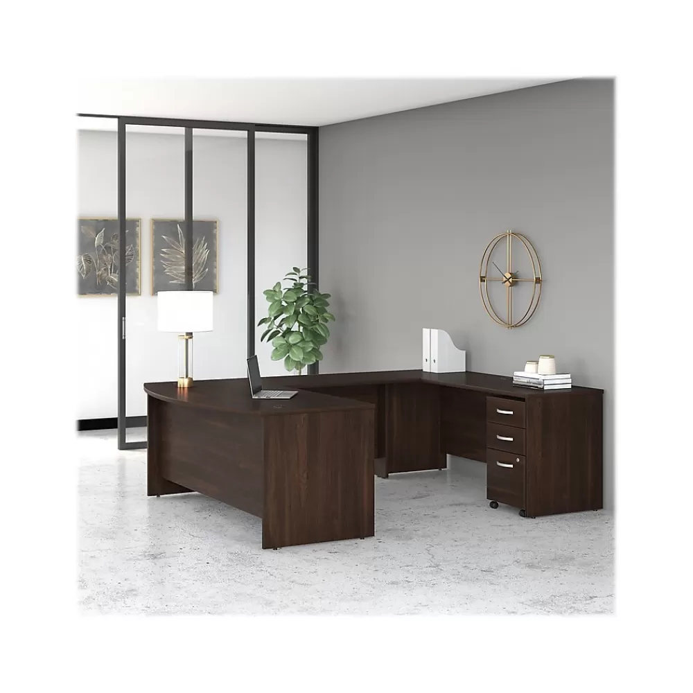 Bush Business Furniture Studio C 72"W U Shaped Desk with Mobile File Cabinet, (STC004BWSU) Black Walnut Best Sale