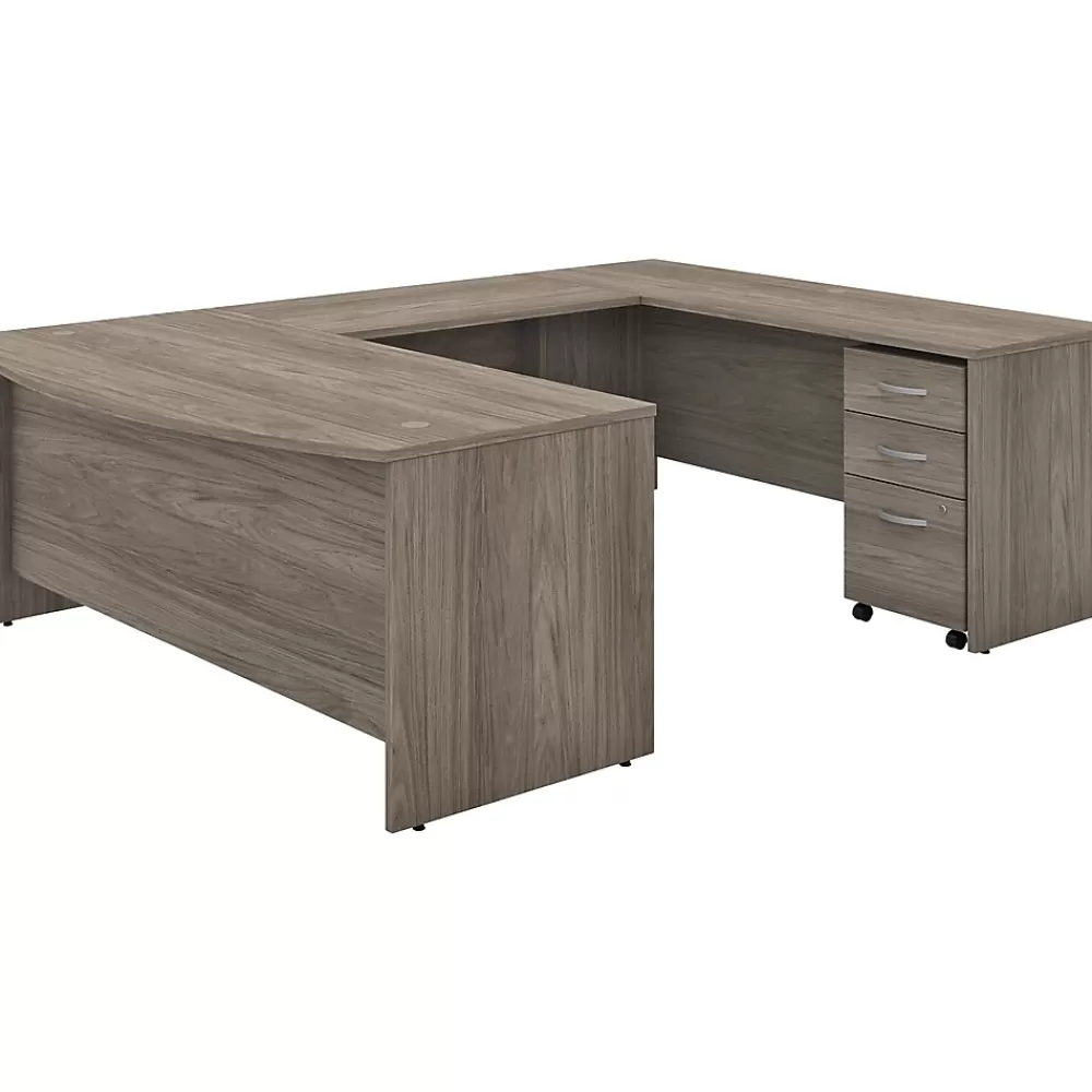 Bush Business Furniture Studio C 72"W U Shaped Desk with Mobile File Cabinet, (STC004MHSU) Modern Hickory Outlet