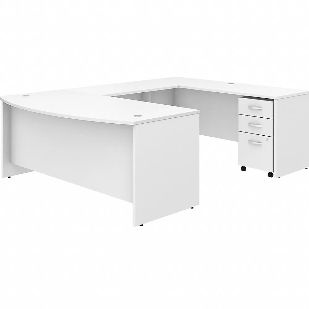 Bush Business Furniture Studio C 72"W U Shaped Desk with Mobile File Cabinet, (STC004WH) White Cheap