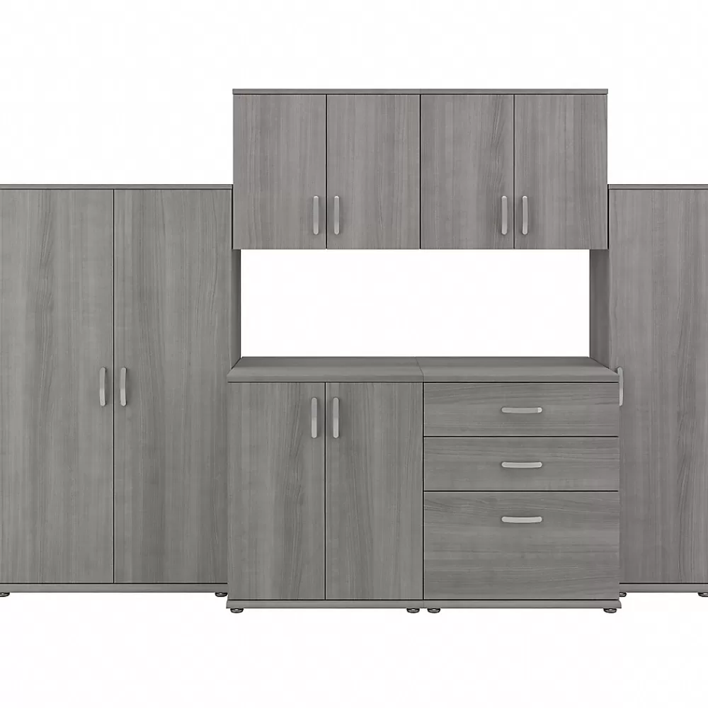 Bush Business Furniture Universal 62" 6-Piece Modular Storage Set with 14 Shelves, Platinum Gray (UNS002PG) New