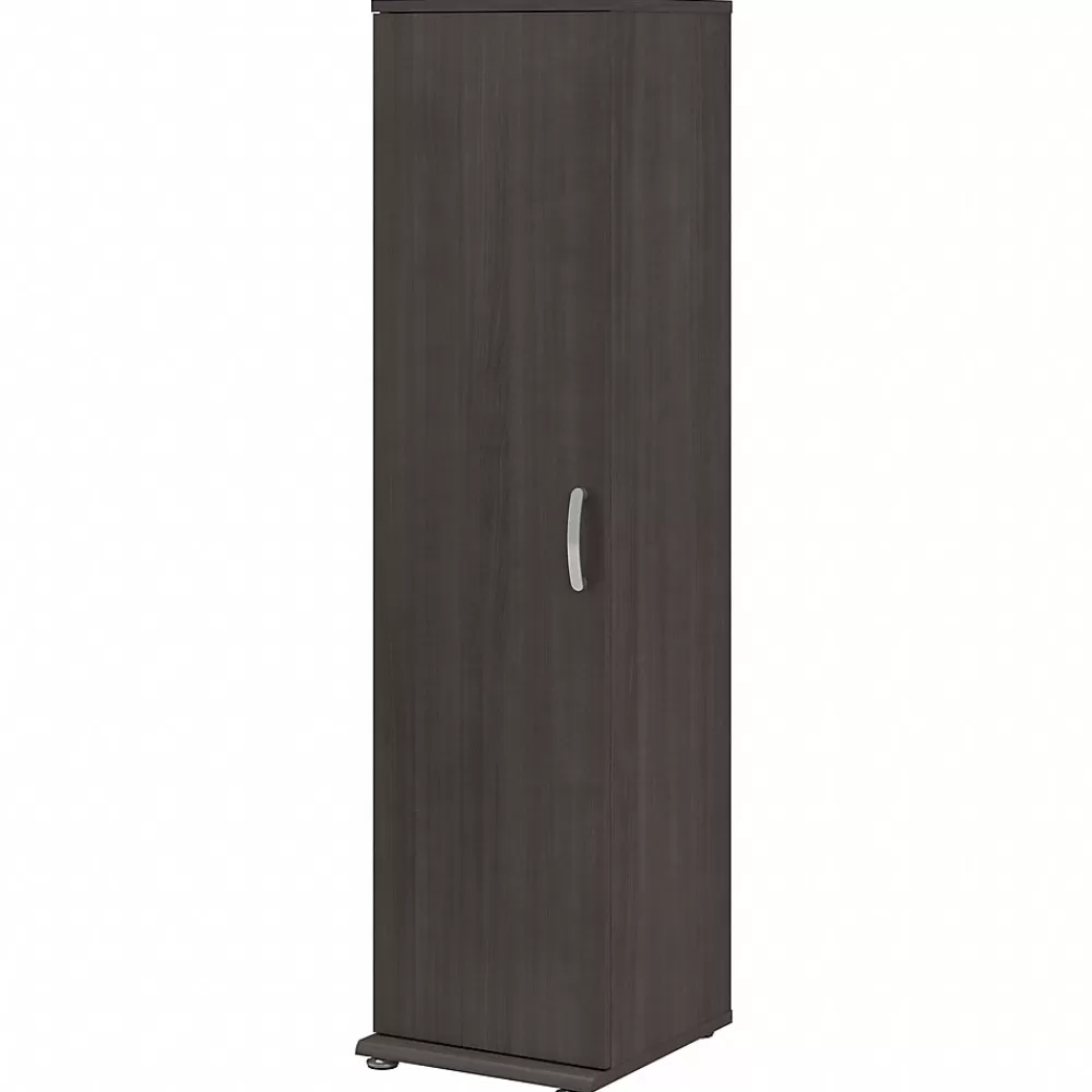 Bush Business Furniture Universal 62" Tall Narrow Storage Cabinet with Door and 3 Shelves, Storm Gray (UNS116SG) Discount