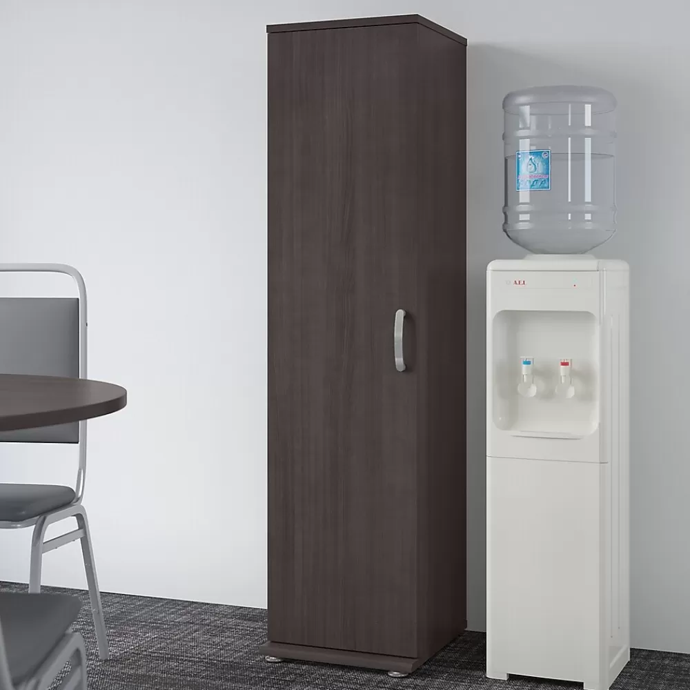 Bush Business Furniture Universal 62" Tall Narrow Storage Cabinet with Door and 3 Shelves, Storm Gray (UNS116SG) Discount