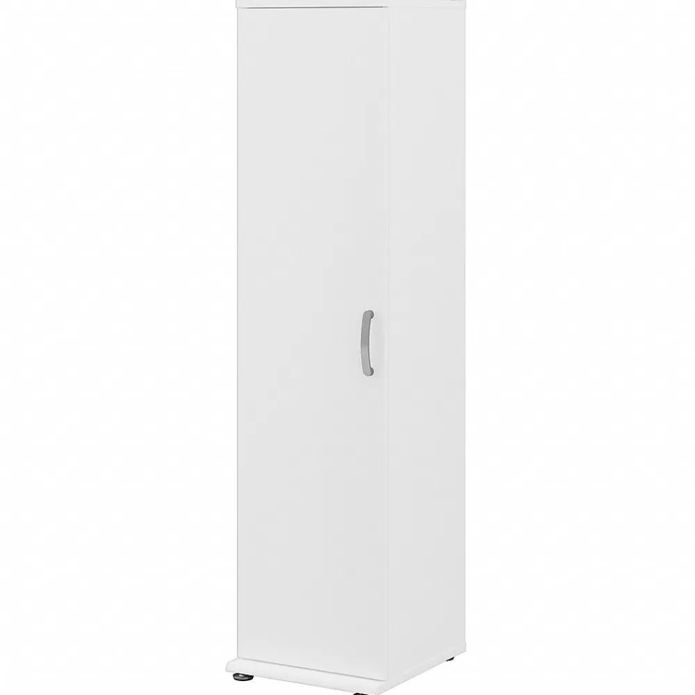 Bush Business Furniture Universal 62" Tall Narrow Storage Cabinet with Door and 3 Shelves, White (UNS116WH) Hot
