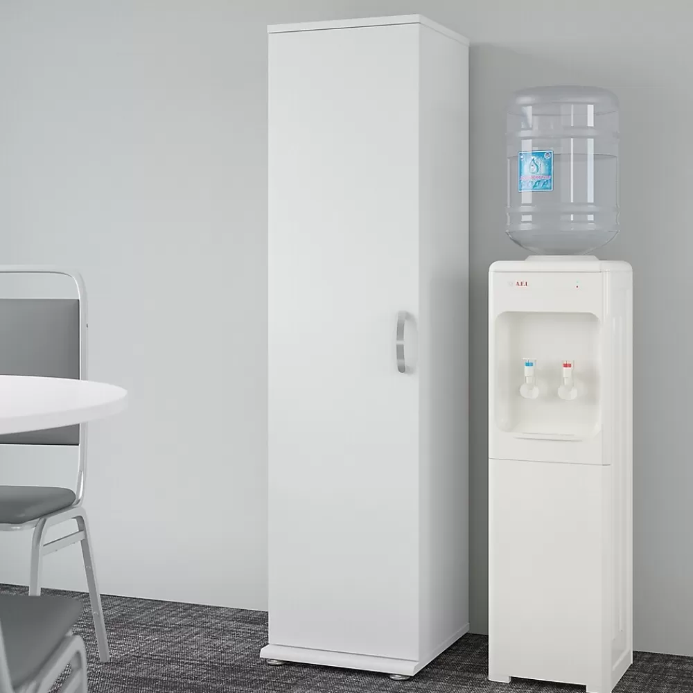 Bush Business Furniture Universal 62" Tall Narrow Storage Cabinet with Door and 3 Shelves, White (UNS116WH) Hot