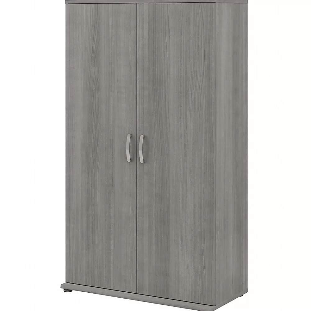 Bush Business Furniture Universal 62" Tall Storage Cabinet with Doors and 5 Shelves, Platinum Gray (UNS136PGK) Cheap