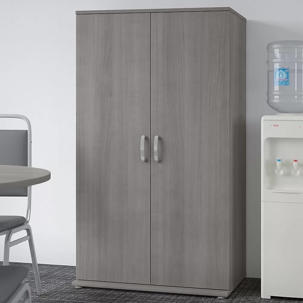 Bush Business Furniture Universal 62" Tall Storage Cabinet with Doors and 5 Shelves, Platinum Gray (UNS136PGK) Cheap