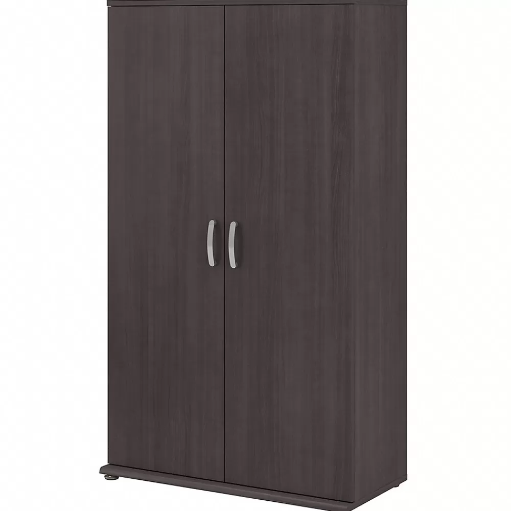 Bush Business Furniture Universal 62" Tall Storage Cabinet with Doors and 5 Shelves, Storm Gray (UNS136SGK) Hot