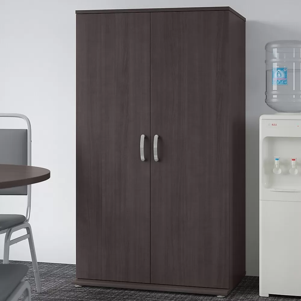 Bush Business Furniture Universal 62" Tall Storage Cabinet with Doors and 5 Shelves, Storm Gray (UNS136SGK) Hot