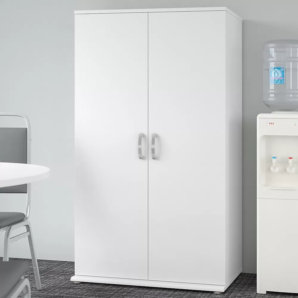 Bush Business Furniture Universal 62" Tall Storage Cabinet with Doors and 5 Shelves, White (UNS136WHK) Fashion