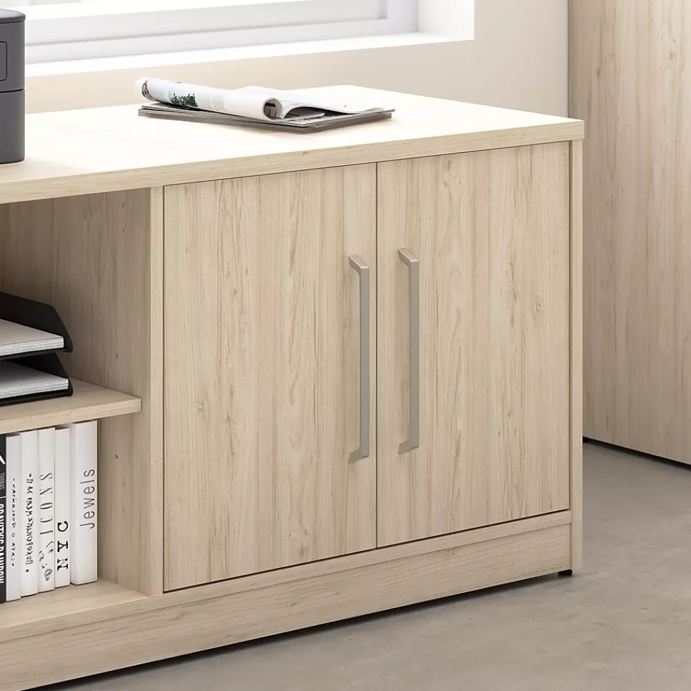 Bush Business Furniture Vista Low Storage Cabinet with Doors and Shelves, Natural Elm (VSS160NE) Outlet