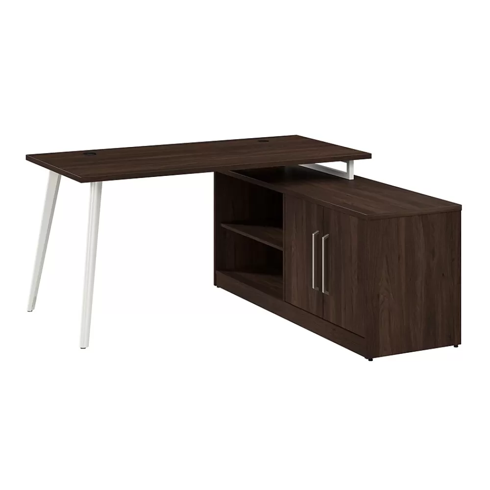 Bush Business Furniture Vista 60"W L Shaped Desk with Low Storage Cabinet, Black Walnut (VST006BW) Shop