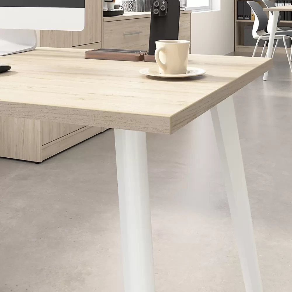 Bush Business Furniture Vista 60"W L Shaped Desk with Mobile File Cabinet, Natural Elm (VST008NESU) Shop