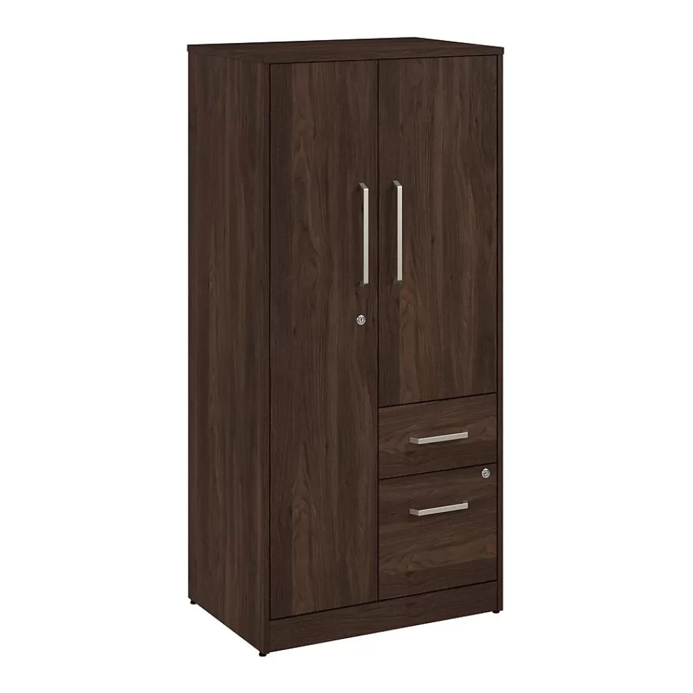 Bush Business Furniture Vista Wardrobe Cabinet with Drawers, Black Walnut (VSS130BWK) Clearance