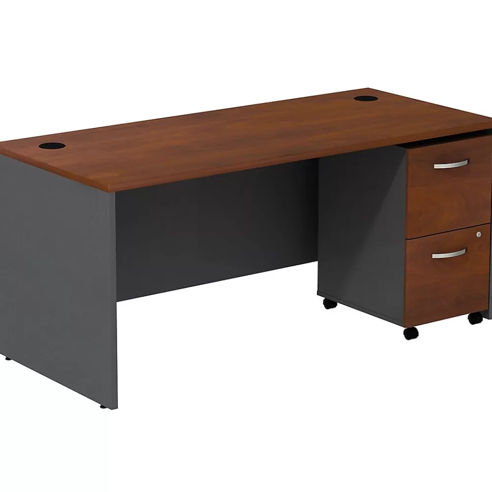 Bush Business Furniture Westfield Desk w/ 2 Drawer Mobile Pedestal, (SRC028HCSU) Hansen Cherry Cheap