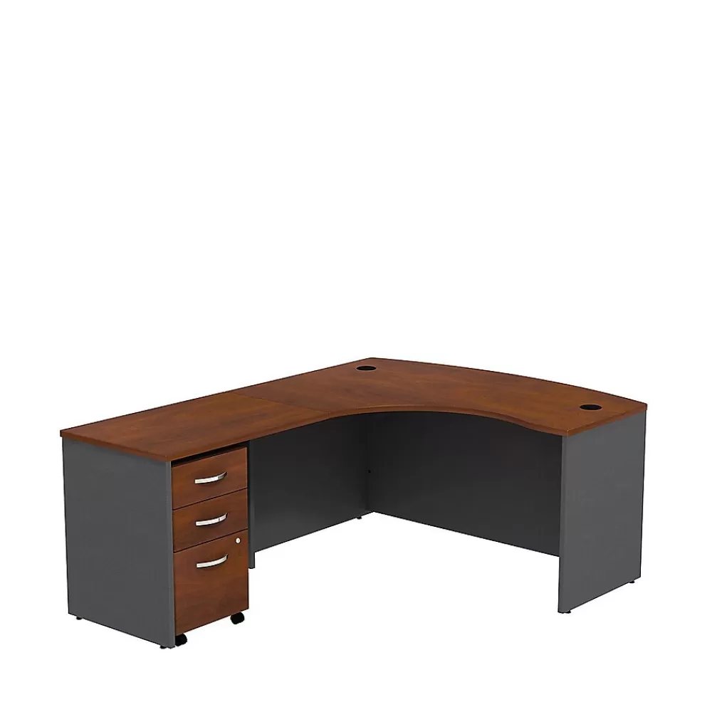 Bush Business Furniture Westfield Left Handed L Shaped Desk w/ Mobile File Cabinet, Gray, (SRC007HCLSU) Hansen Cherry/Graphite Cheap