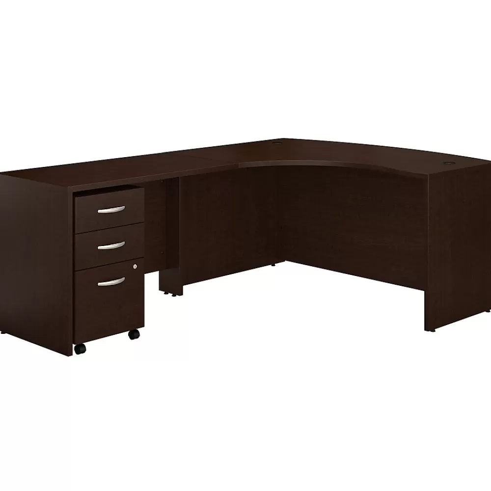 Bush Business Furniture Westfield Left Handed L Shaped Desk with Mobile File Cabinet, (SRC007MRLSU) Mocha Cherry Fashion