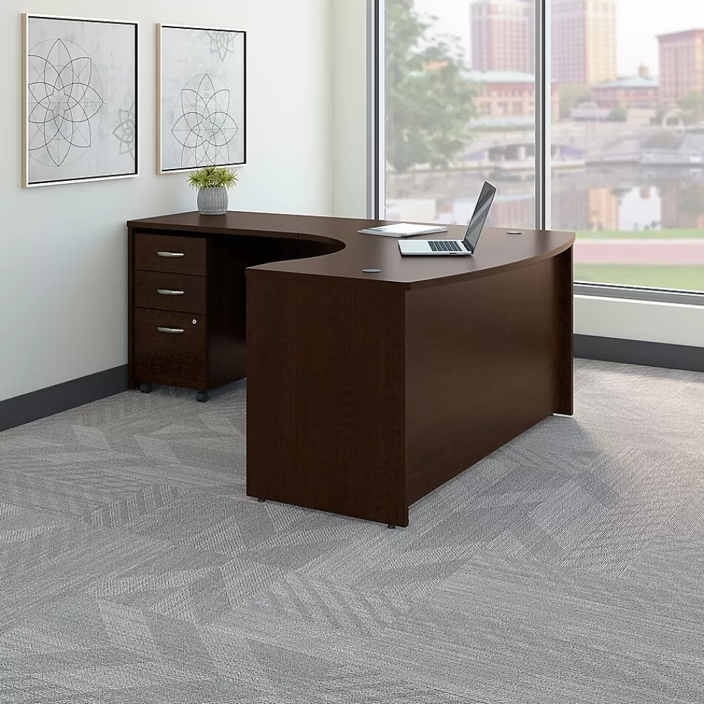Bush Business Furniture Westfield Left Handed L Shaped Desk with Mobile File Cabinet, (SRC007MRLSU) Mocha Cherry Fashion