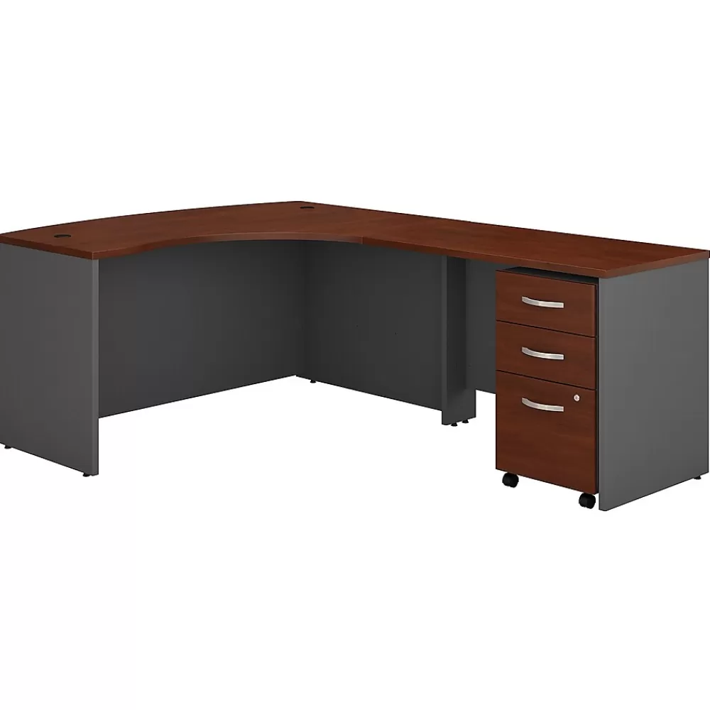 Bush Business Furniture Westfield Right Handed L Shaped Desk with Mobile File Cabinet, Hansen Cherry (SRC007HCRSU) Hansen Cherry/Graphite Cheap