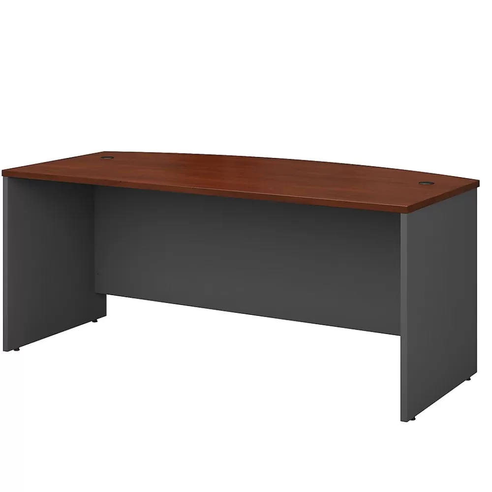 Bush Business Furniture Westfield 72"W Bow Front Desk, Gray (WC24446) Hansen Cherry/Graphite Clearance