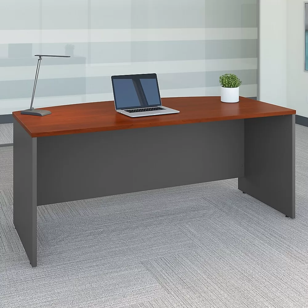 Bush Business Furniture Westfield 72"W Bow Front Desk, Gray (WC24446) Hansen Cherry/Graphite Clearance