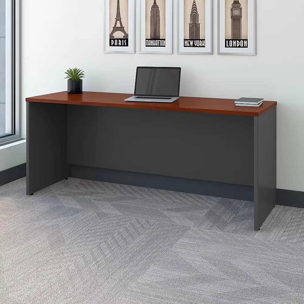 Bush Business Furniture Westfield 72"W Credenza Desk, Hansen Cherry/Graphite Gray (WC24426) New