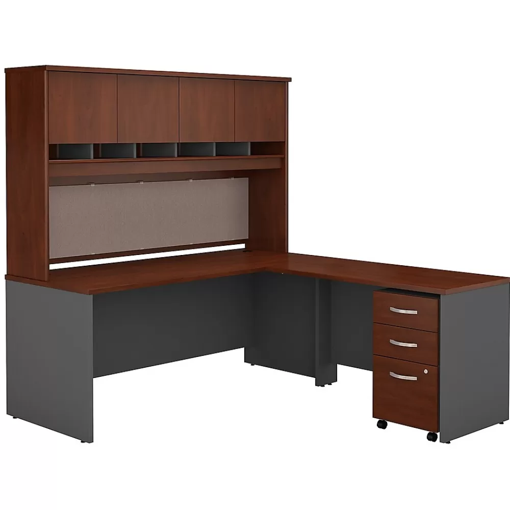 Bush Business Furniture Westfield 72W L Shaped Desk with Hutch and Mobile File Cabinet, Hansen Cherry (SRC0018HCSU) Hansen Cherry/Graphite Flash Sale