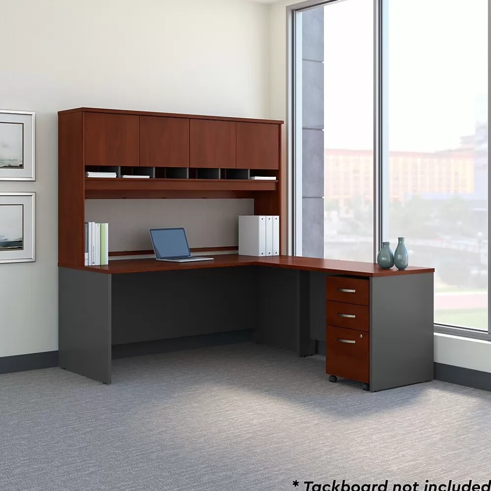 Bush Business Furniture Westfield 72W L Shaped Desk with Hutch and Mobile File Cabinet, Hansen Cherry (SRC0018HCSU) Hansen Cherry/Graphite Flash Sale