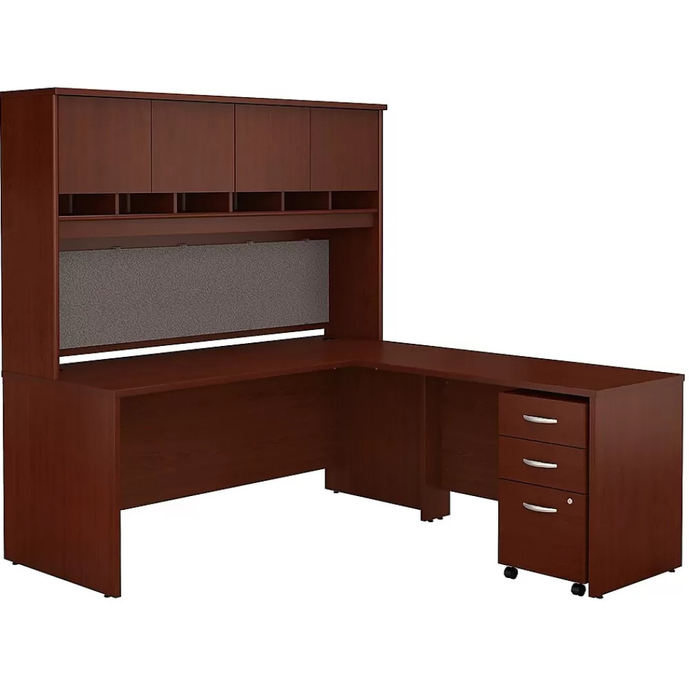 Bush Business Furniture Westfield 72W L Shaped Desk with Hutch and Mobile File Cabinet, (SRC0018MASU) Mahogany Sale