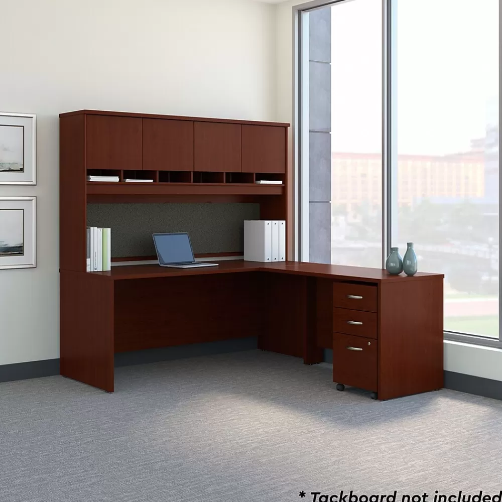 Bush Business Furniture Westfield 72W L Shaped Desk with Hutch and Mobile File Cabinet, (SRC0018MASU) Mahogany Sale
