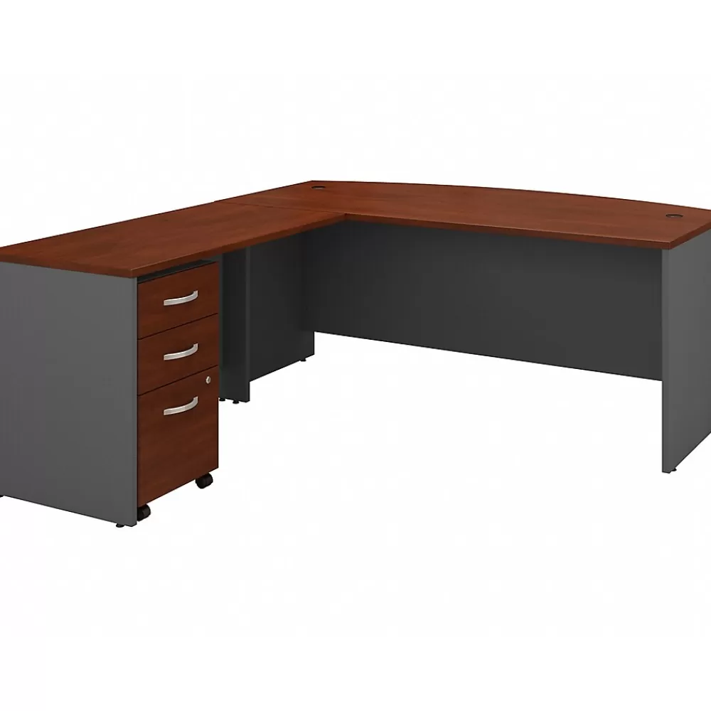 Bush Business Furniture Westfield 72"W L Shaped Desk with Return and File Cabinet, Hansen Cherry/Graphite Gray (SRC084HCSU) Cheap