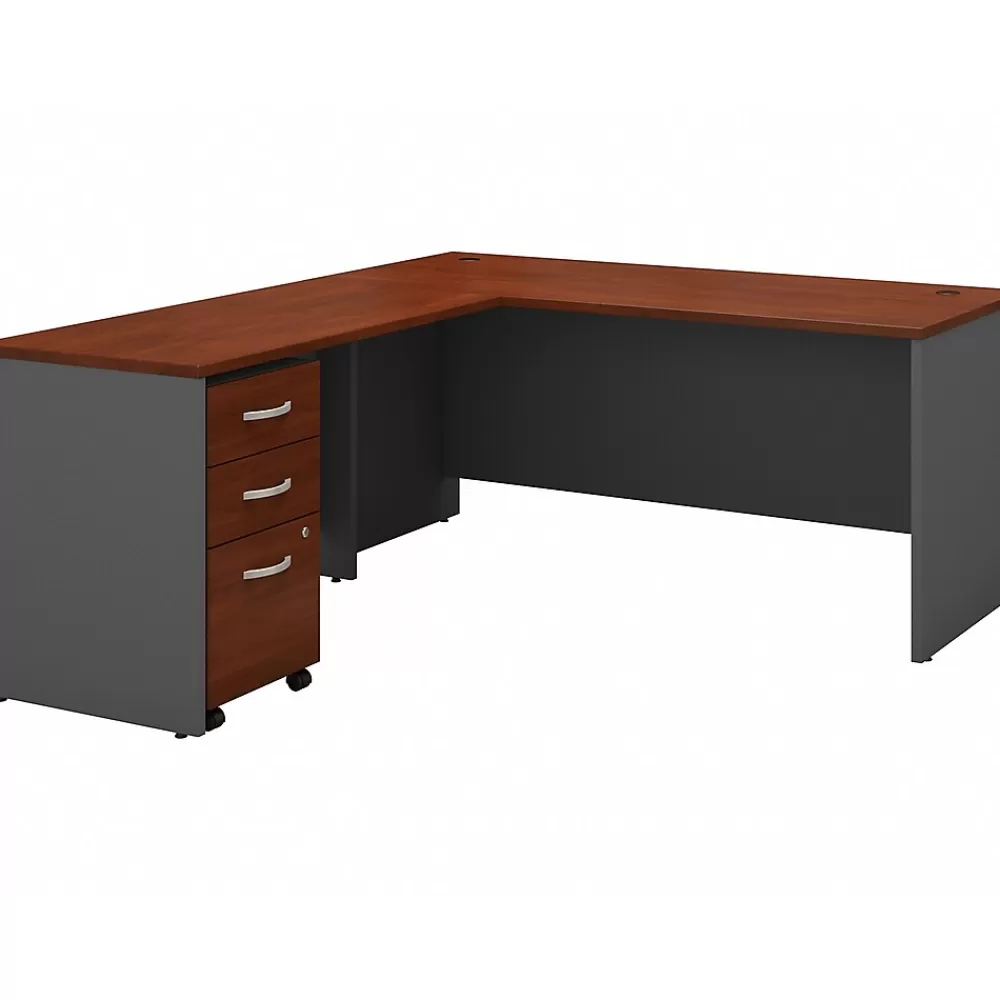 Bush Business Furniture Westfield 66"W L Shaped Desk with Return and File Cabinet, Gray (SRC083HCSU) Hansen Cherry/Graphite Best Sale