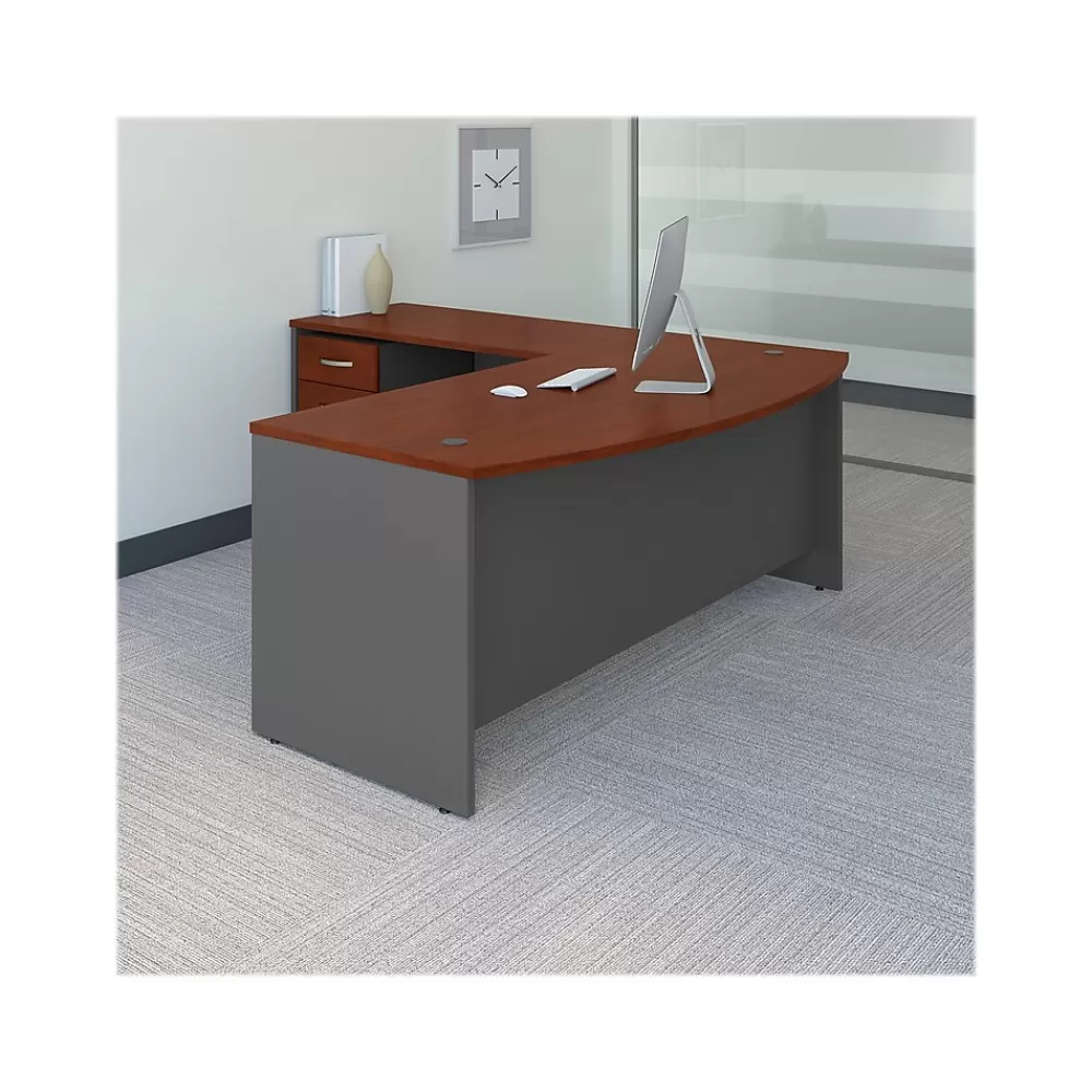 Bush Business Furniture Westfield 72"W L Shaped Desk with Return and File Cabinet, Hansen Cherry/Graphite Gray (SRC084HCSU) Cheap