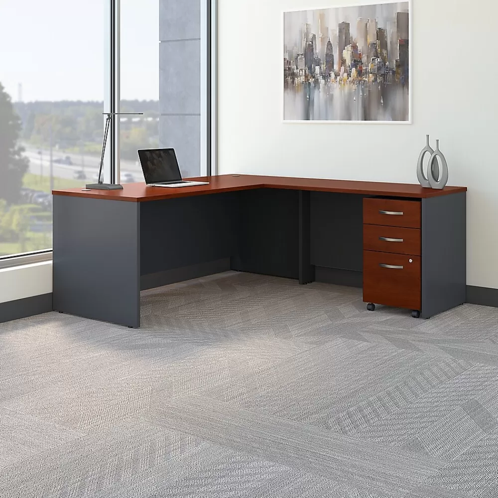 Bush Business Furniture Westfield 72W L Shaped Desk with 48W Return and Mobile File Cabinet, Hansen Cherry (SRC001HCSU) Hansen Cherry/Graphite Discount