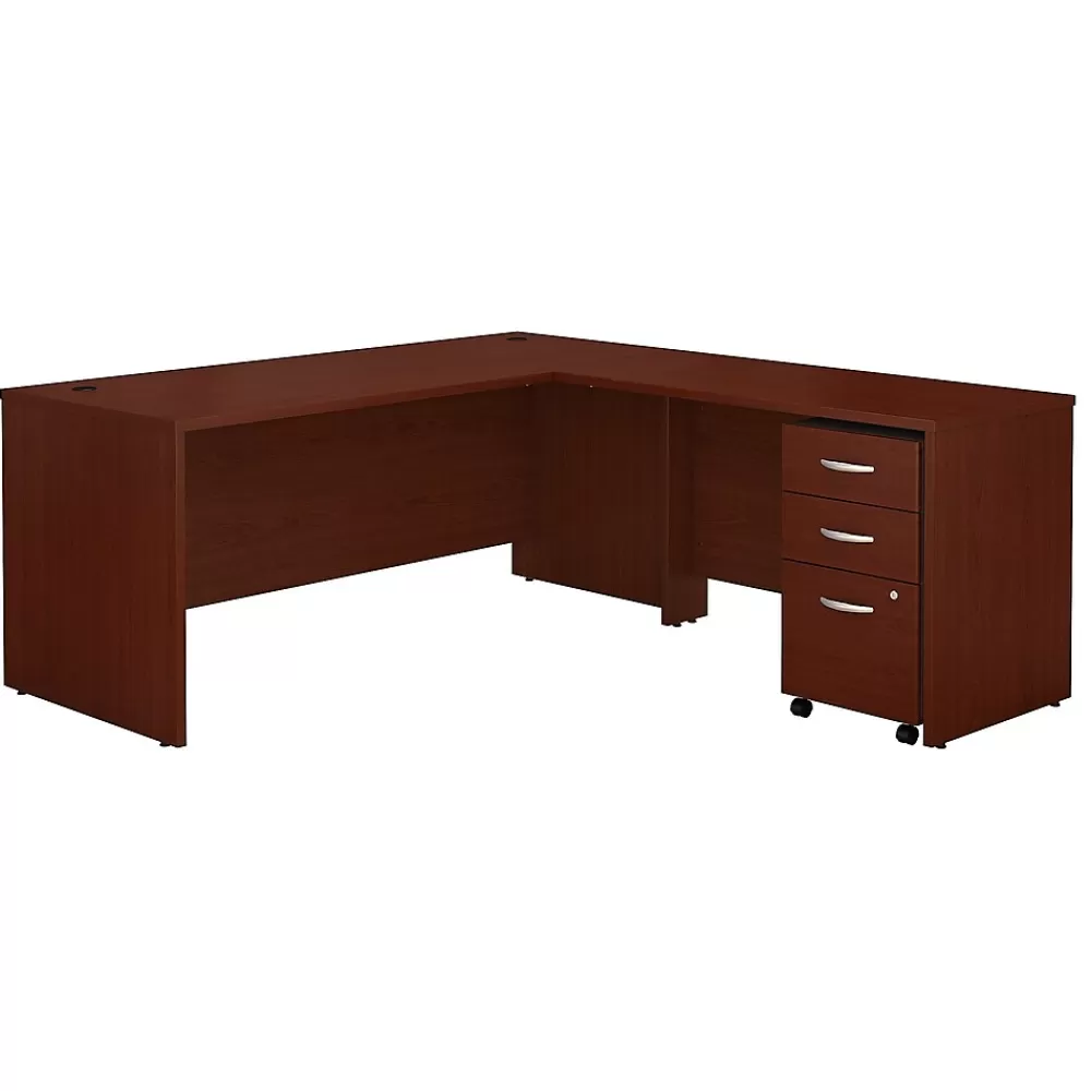 Bush Business Furniture Westfield 72W L Shaped Desk with 48W Return and Mobile File Cabinet, (SRC001MASU) Mahogany Flash Sale
