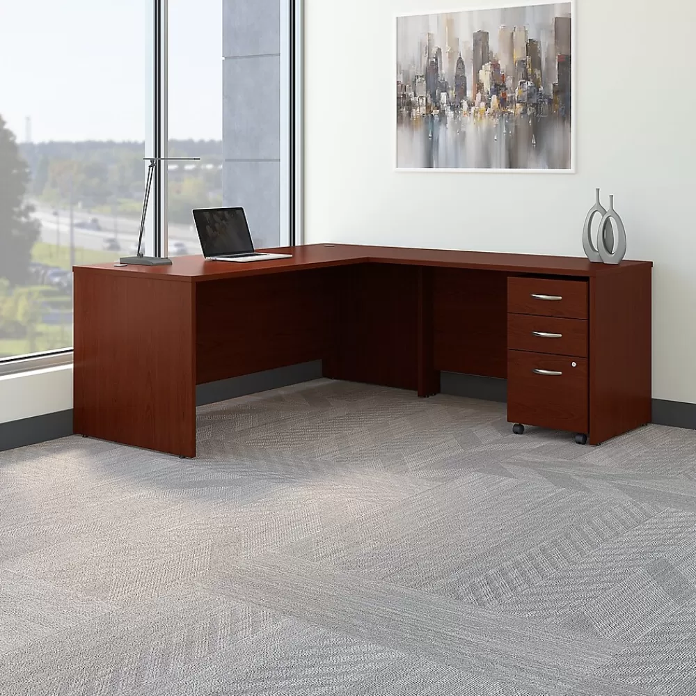 Bush Business Furniture Westfield 72W L Shaped Desk with 48W Return and Mobile File Cabinet, (SRC001MASU) Mahogany Flash Sale
