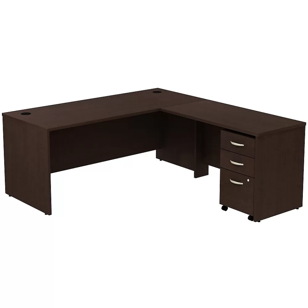 Bush Business Furniture Westfield 72W L Shaped Desk with 48W Return and Mobile File Cabinet, (SRC001MRSU) Mocha Cherry Sale