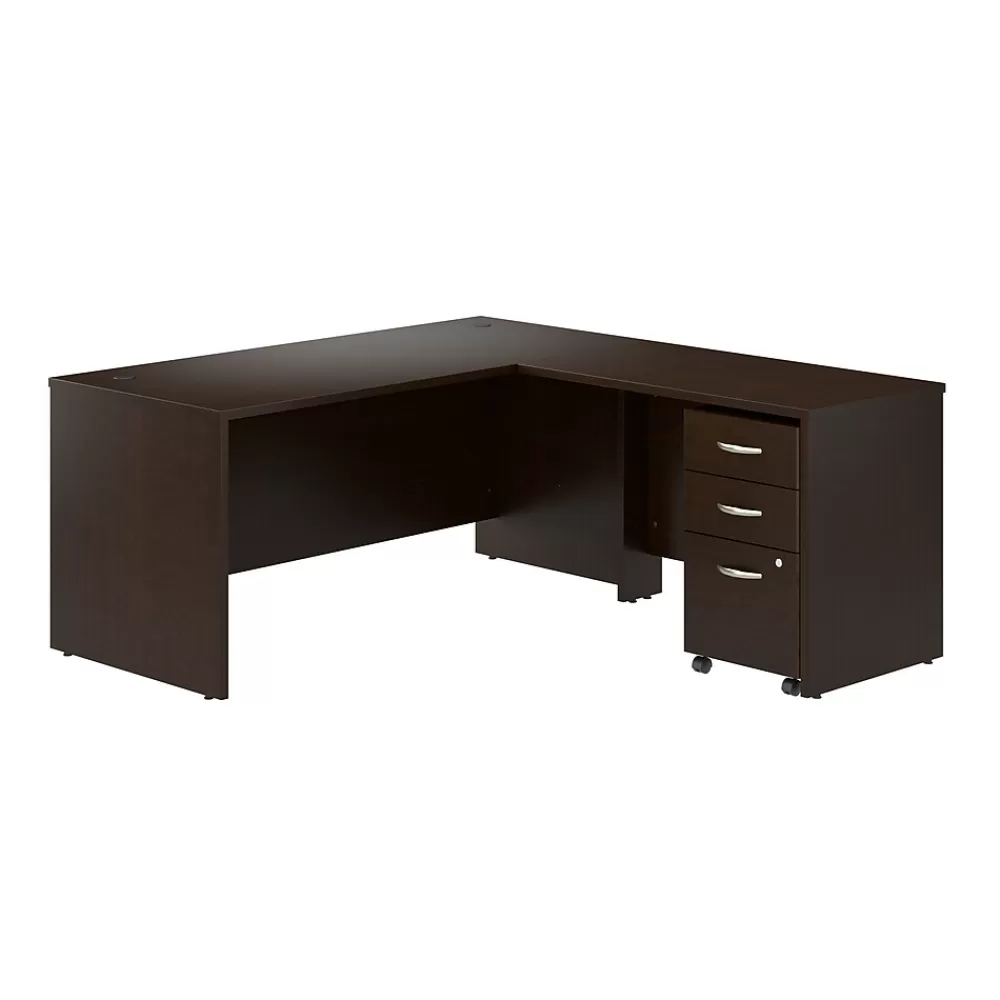 Bush Business Furniture Westfield 66"W L Shaped Desk with 42W Return and Mobile File Cabinet, Mocha Cherry (SRC165MRSU) Best