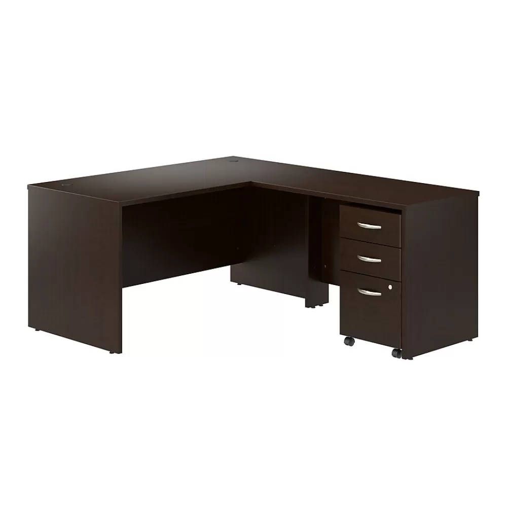 Bush Business Furniture Westfield 60"W L Shaped Desk with 42W Return and Mobile File Cabinet, Mocha Cherry (SRC168MRSU) Flash Sale
