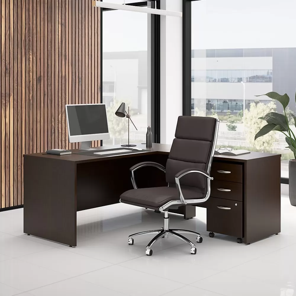 Bush Business Furniture Westfield 66"W L Shaped Desk with 42W Return and Mobile File Cabinet, Mocha Cherry (SRC165MRSU) Best