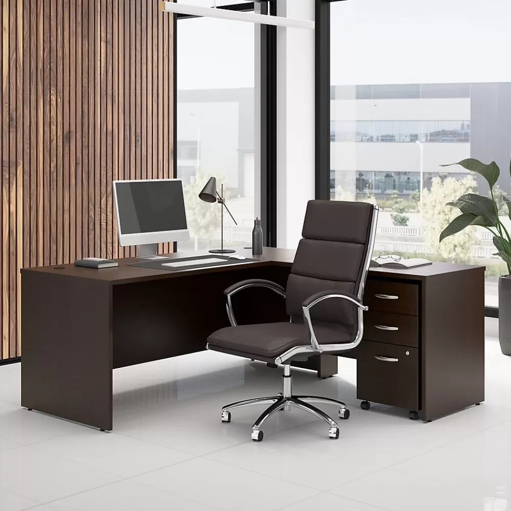Bush Business Furniture Westfield 72"W L Shaped Desk with 42W Return and Mobile File Cabinet, Mocha Cherry (SRC166MRSU) Fashion