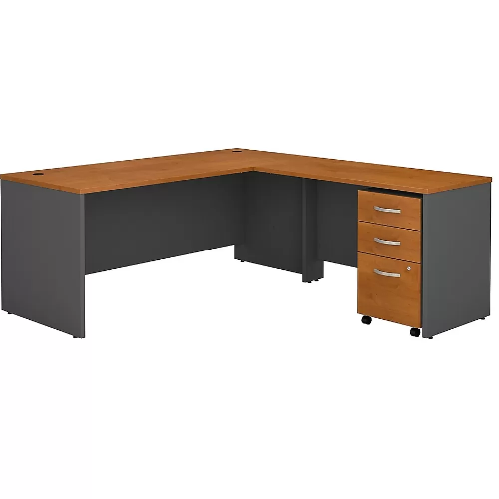 Bush Business Furniture Westfield 72W L Shaped Desk with 48W Return and Mobile File Cabinet, Natural Cherry (SRC001NCSU) Natural Cherry/Graphite Gray Best