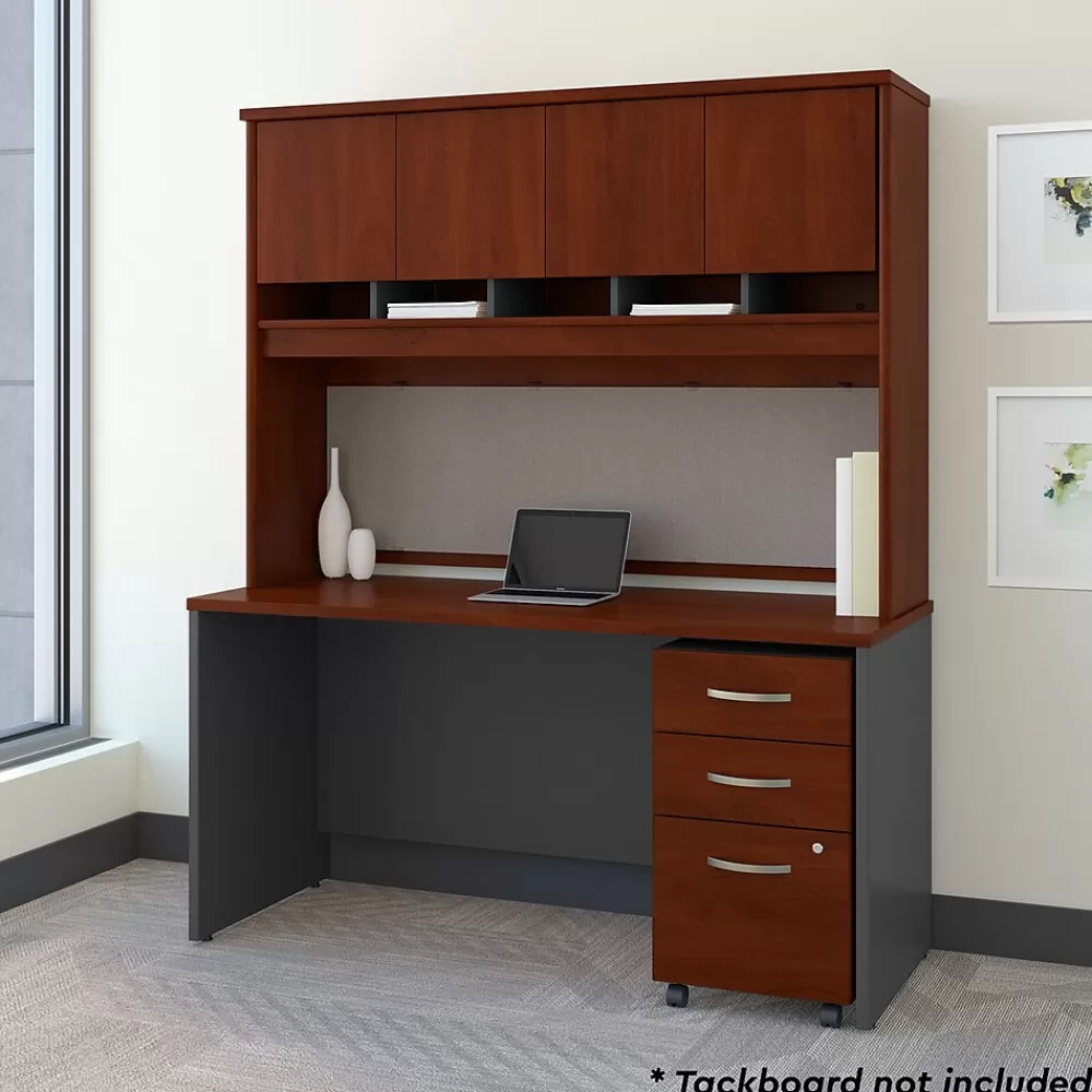 Bush Business Furniture Westfield 60"W Office Desk with Hutch and Mobile File Cabinet, Hansen Cherry (SRC014HCSU) Outlet