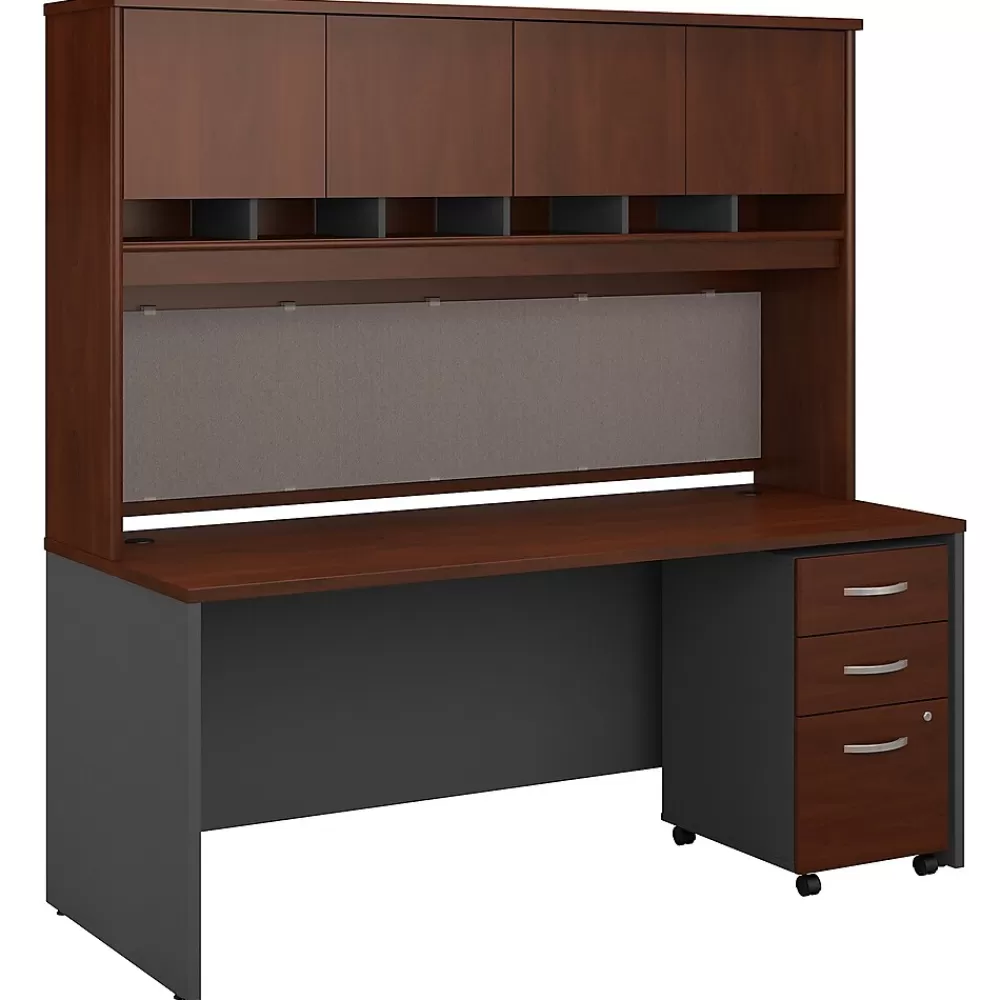 Bush Business Furniture Westfield 72"W Office Desk with Hutch and Mobile File Cabinet, Hansen Cherry/Graphite Gray (SRC080HCSU) Online