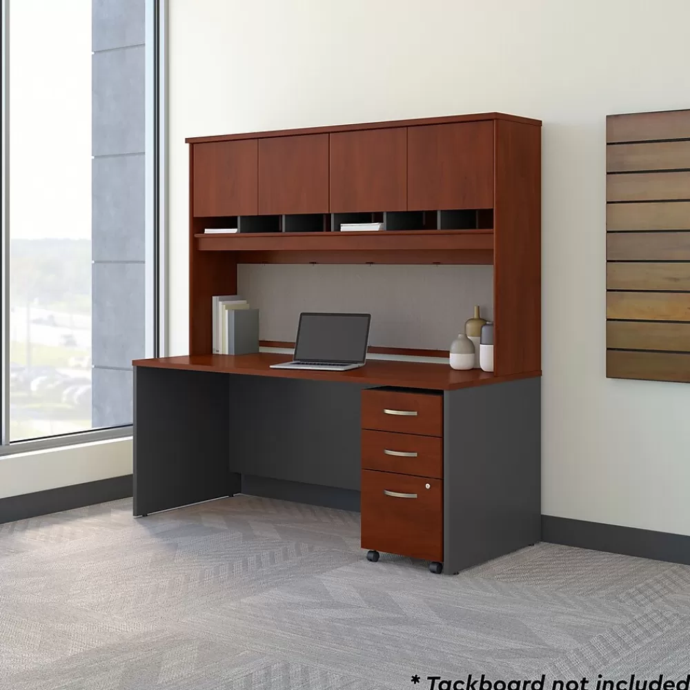Bush Business Furniture Westfield 72"W Office Desk with Hutch and Mobile File Cabinet, Hansen Cherry/Graphite Gray (SRC080HCSU) Online