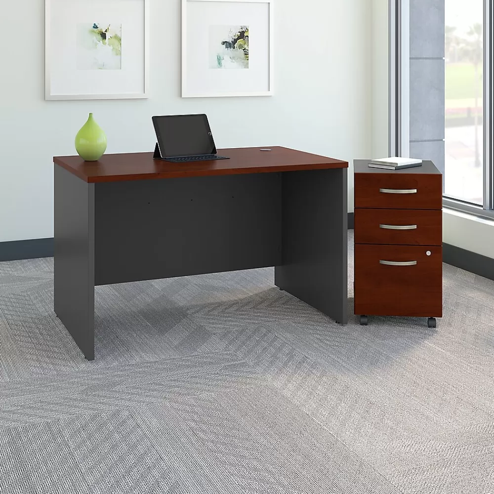 Bush Business Furniture Westfield 48W x 30D Office Desk w/ Mobile File Cabinet, Hansen Cherry (SRC048HCSU) Flash Sale